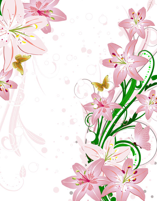 Set of with Flowers elements background vector 01 flowers flower elements element   