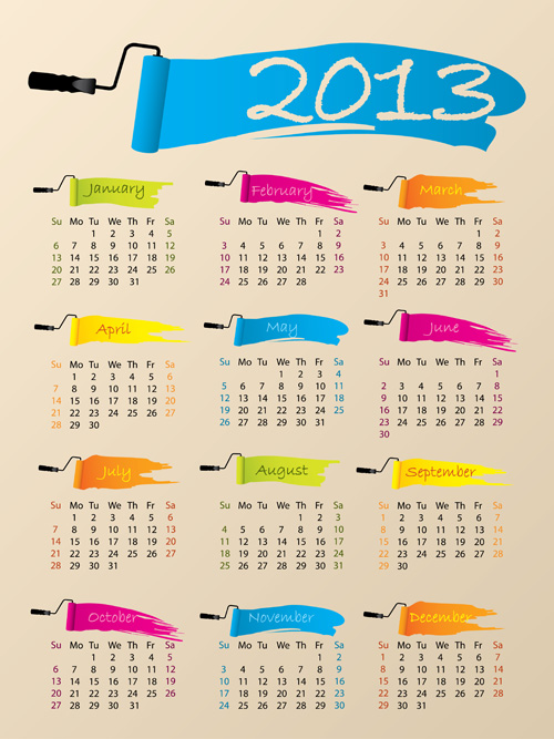 Elements of Calendar grid 2013 design vector set 11 grid elements element calendar 2013   