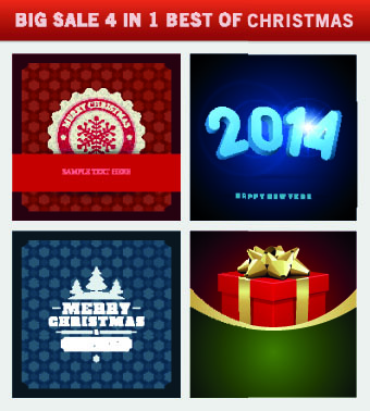 Christmas background 4 in 1 vector set 04 christmas background   