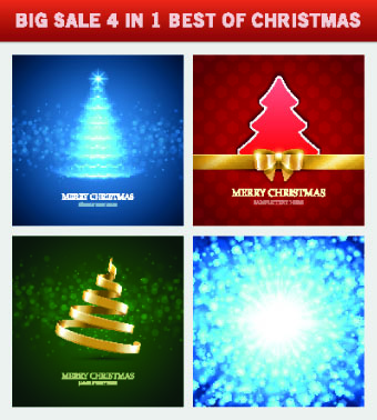 Christmas background 4 in 1 vector set 02 christmas background   