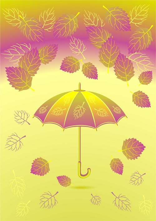 Autumn Leaf and umbrella vector background 02 Vector Background umbrella leaf background autumn   