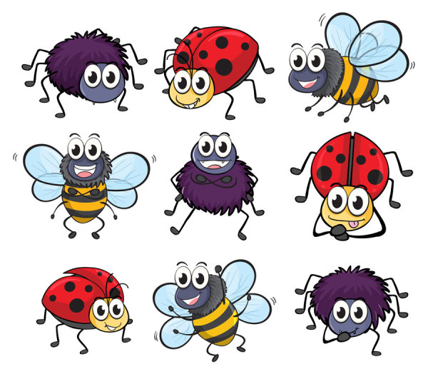 Funny Cartoon Insects vector set 07 insects funny cartoon   