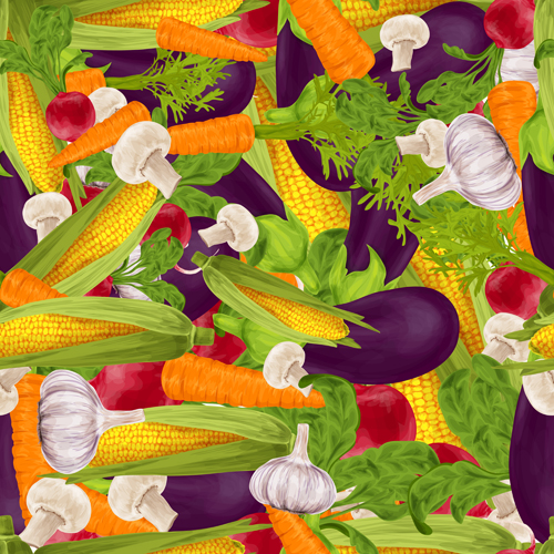 Different vegetable elements vector seamless pattern 02 vegetable seamless pattern elements different   
