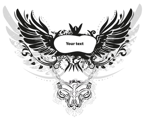 Wings with text frame decorative vector 01 wings frame decorative   