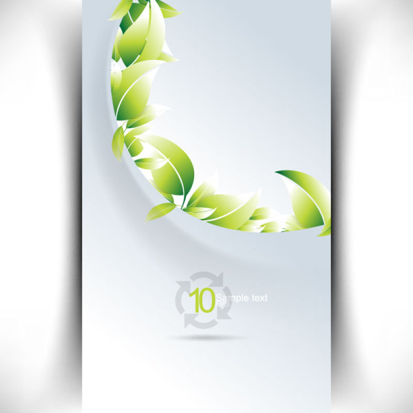 Bright Green leaves card vector 04 leaves leave green card bright   