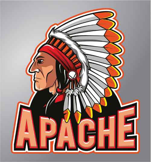 Vintage apache logo vector material 02 vintage logo apache   