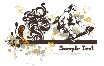 Floral vector background skater vector Sport skater freebie flower floral background   