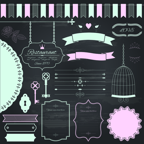 Retro ribbon with border and frame ornaments vector 02 ornaments ornament free border   
