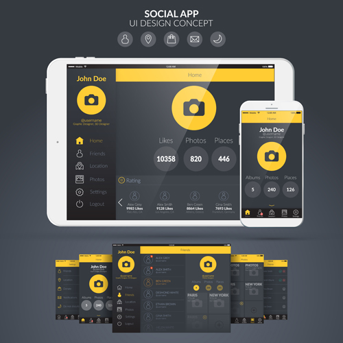 Mobile social app interface design vector 04 social mobile interface app   
