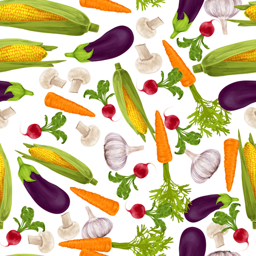 Different vegetable elements vector seamless pattern 04 vegetable seamless pattern different   