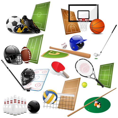 Different sports equipment vector icons 03 sports equipment sports icons different   