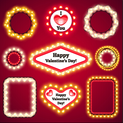 Valentines Day light frames vector set 01 valentines light frames   