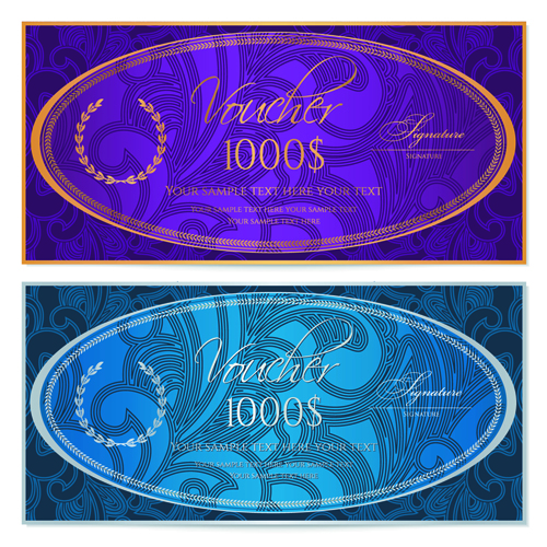 Exquisite vouchers template design vector set 09 voucher template exquisite   