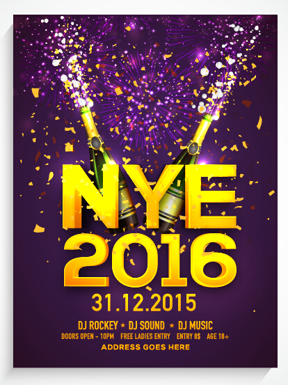New year 2016 party flyer vector material 05 year party new material flyer 2016   