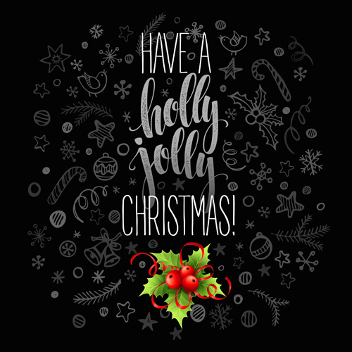 Christmas cards with holly berry vector material 11 material holly christmas cards Berry   