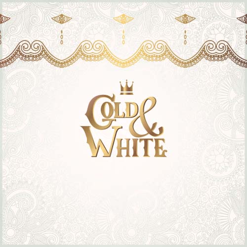 Gold lace with white ornaments background vector 09 ornaments ornament lace gold background   