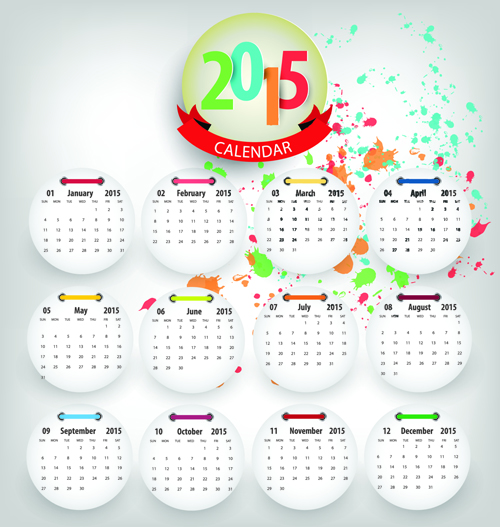 Round cards calendar 2015 vector 01 round cards calendar 2015   