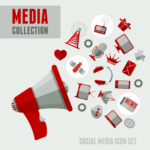 Social media icons red style vector 02 social media social Red style media icons   