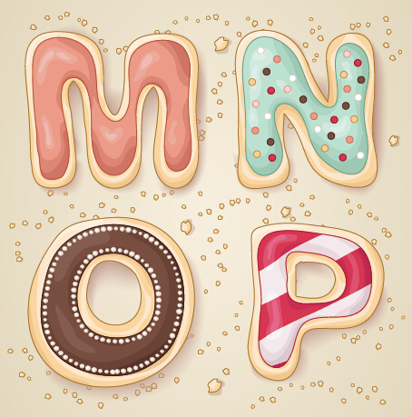 Cute cookies alphabet vector material 04 cookies alphabet   