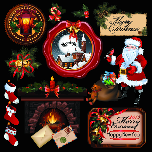 2013 Merry Christmas elements vector material set 04 material elements element christmas 2013   