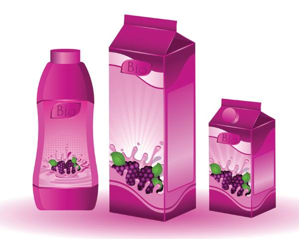 Grape juice beverage Vector packaging juice grape drink beverage packaging box   