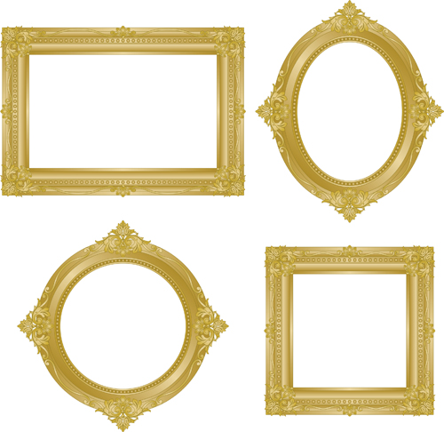 Set of Antique Gold Photo Frame elements vector 02 photo frame gold elements element antique   