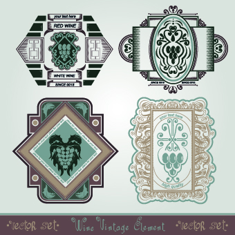 Vintage style wine design element vector 04 Vintage Style vintage style element   