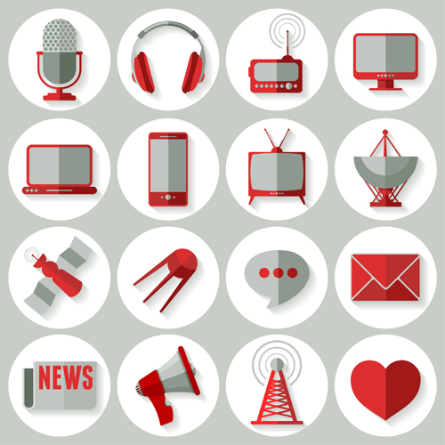 Social media icons red style vector 01 social media social Red style media icons icon   