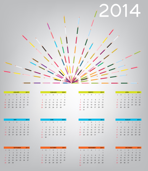 2014 new year calendar design vector 01 vector illustration new year illustration calendar   