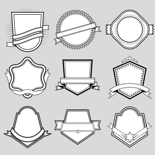 Black with white blank labels vector set 02 white labels blank black   