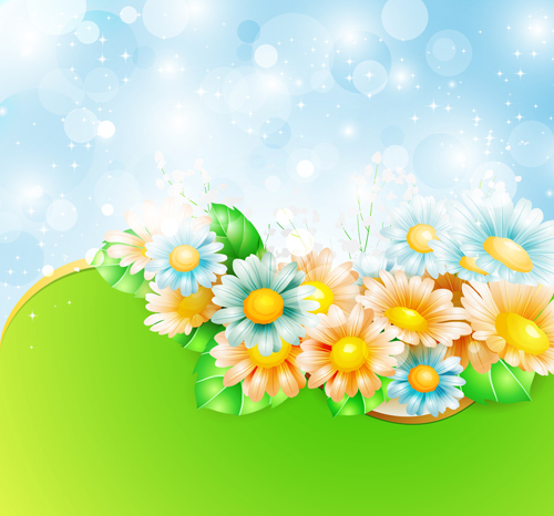 Shiny spring flowers creative background vector 05 spring shiny flowers flower Creative background creative background vector background   