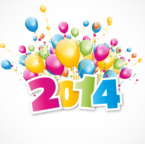 2014 with colored balloon background vector colored balloon background vector background   