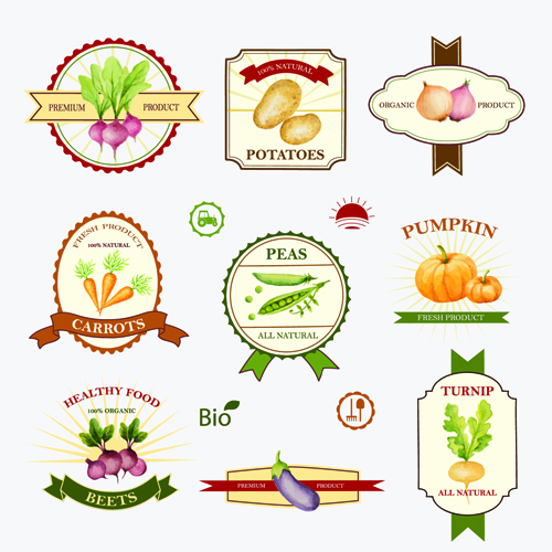 Creative vegetables labels vintage vector 01 vintage vegetables tables labels creative   