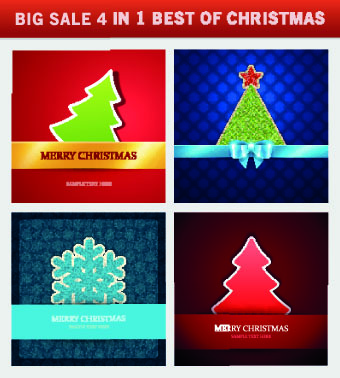 Christmas background 4 in 1 vector set 03 christmas background   