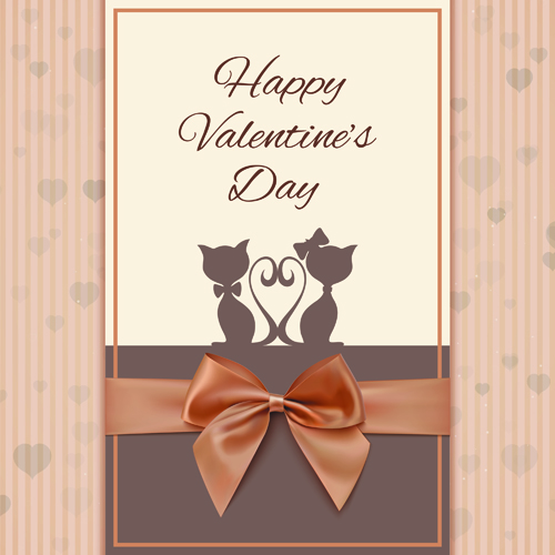 Valentines Day cards with ornate bow vector 02 valentines ornate cards bow   