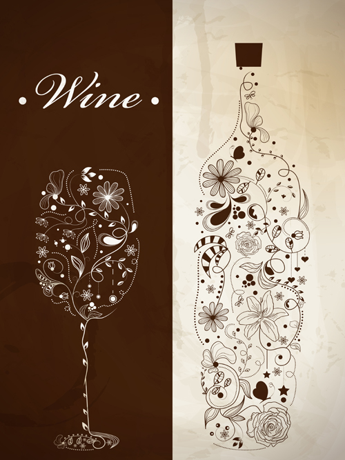 Floral Wine creative design vector 02 wine floral creative   