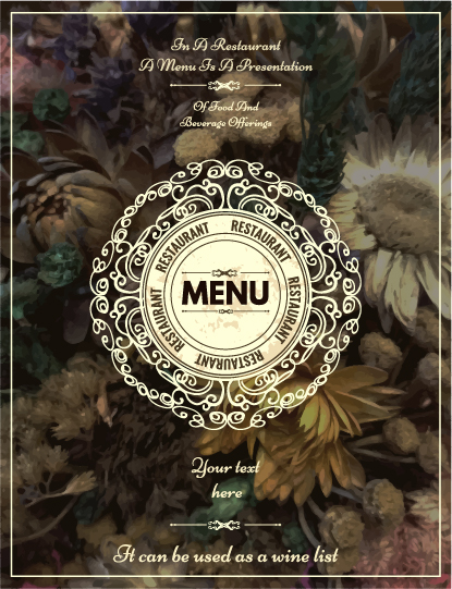 Restaurant menu cover blurs flower vector 03 restaurant menu flower cover blurs   