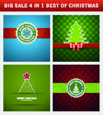 Christmas background 4 in 1 vector set 05 christmas background   