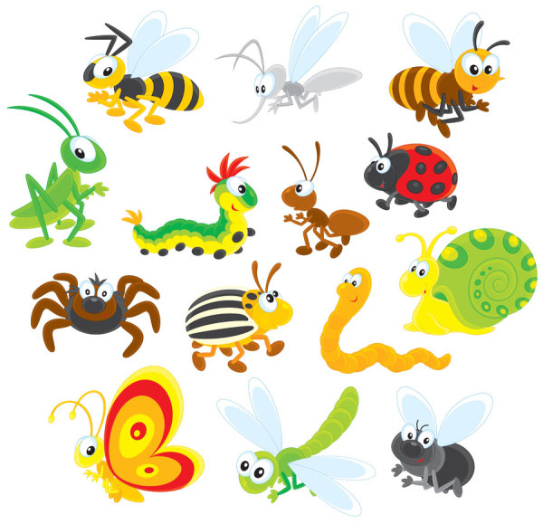 Funny Cartoon Insects vector set 13 insects insect funny cartoon   