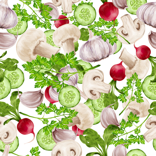 Different vegetable elements vector seamless pattern 03 vegetable seamless pattern elements different   