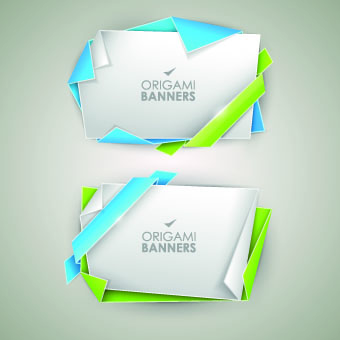 Origami with color ribbon banner vector 04 ribbon origami color banner   