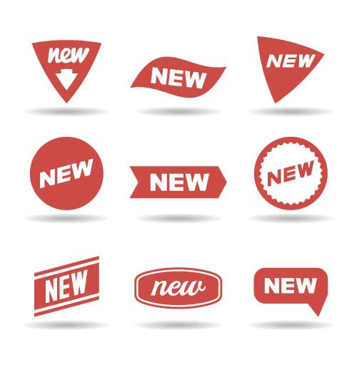 Simple red new labels vector simple red new labels   