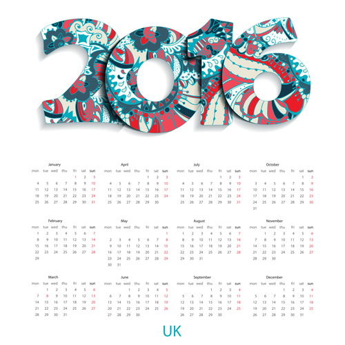 Floral pattern calendar 2016 vector 01 pattern floral pattern calendar   