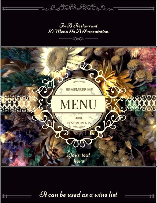 Restaurant menu cover blurs flower vector 02 restaurant menu flower cover blurs   