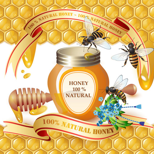 Natural honey creative poster vecor 01 poster natural honey creative   