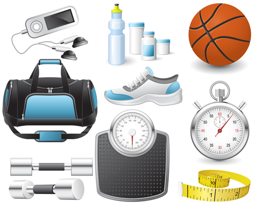Different sports equipment vector icons 01 sports equipment sports icons different   