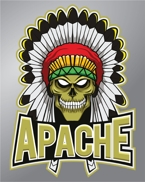 Vintage apache logo vector material 01 vintage logo apache   