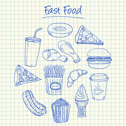 Hand Drawn Fast food elements 02 hand-draw hand drawn food fast food elements element   