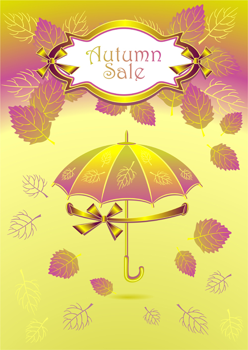 Autumn Leaf and umbrella vector background 03 Vector Background umbrella background autumn   