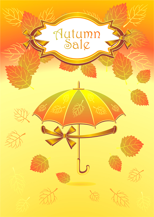 Autumn Leaf and umbrella vector background 04 Vector Background umbrella background autumn   